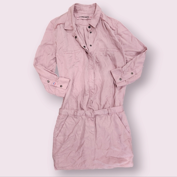 Etienne Marcel Denim Pink Button Shirt Dress - Picture 1 of 9